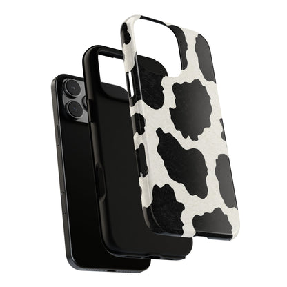 Black & White Cow Print Phone Case | Western Aesthetic iPhone & Samsung Tough Case