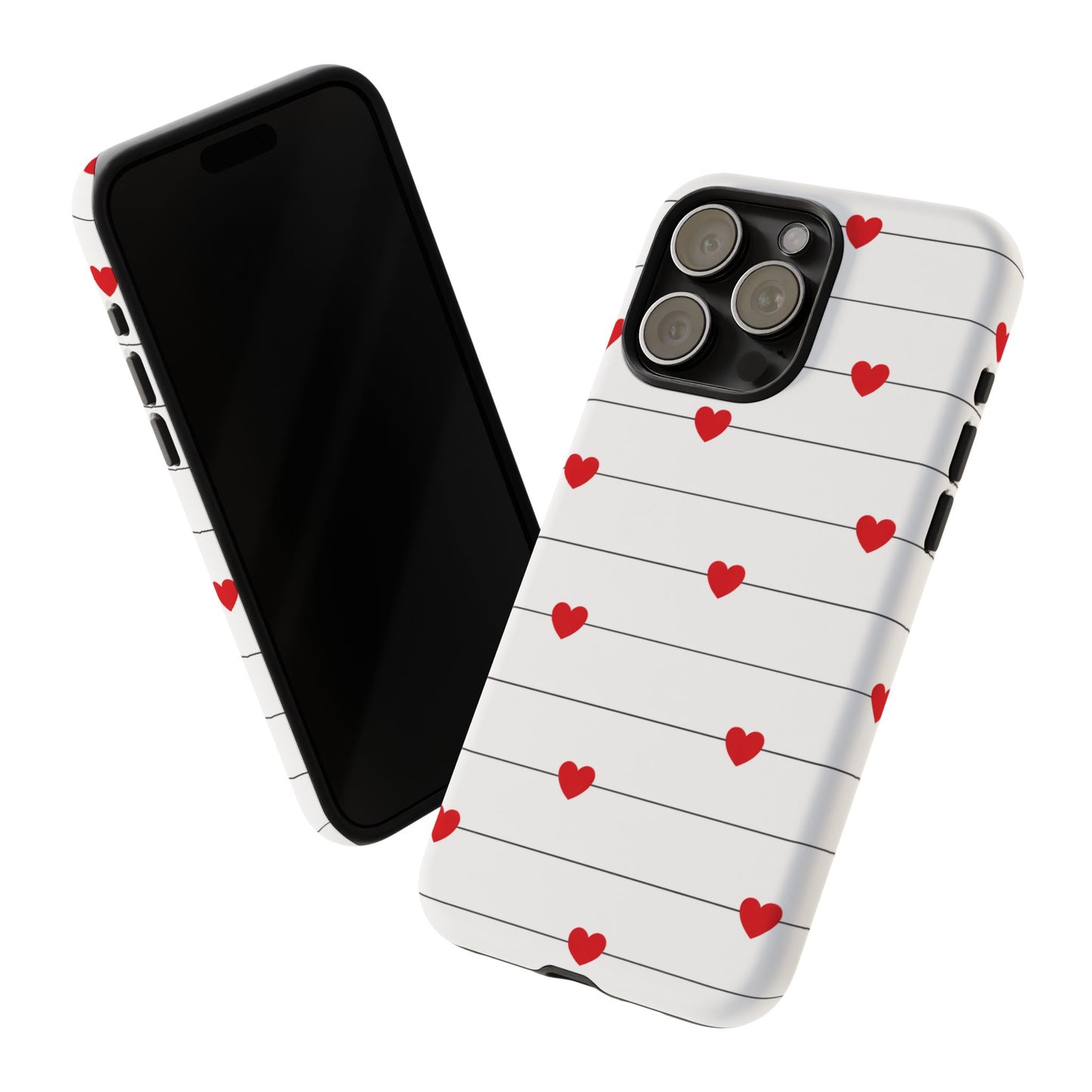 Red Heart Stripe iPhone Case | Tough Shockproof Love Aesthetic Cover