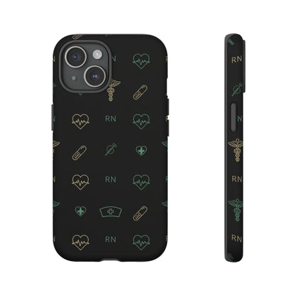 RN Nurse Phone Case – Minimal Medical Icon Pattern Healthcare Worker Tough Case