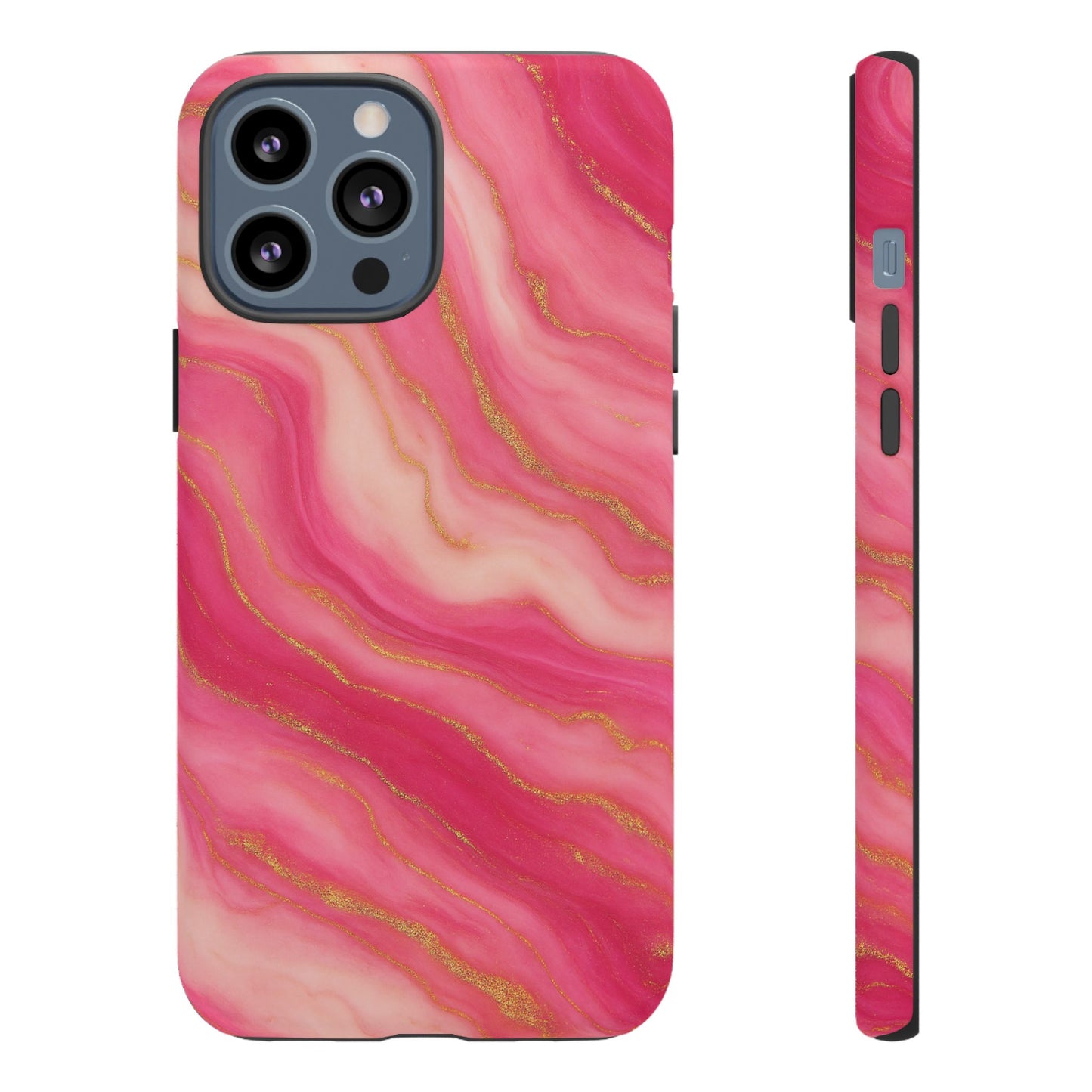 Pink Marble Phone Case | Rose Gold Swirl Aesthetic Tough Protective Case