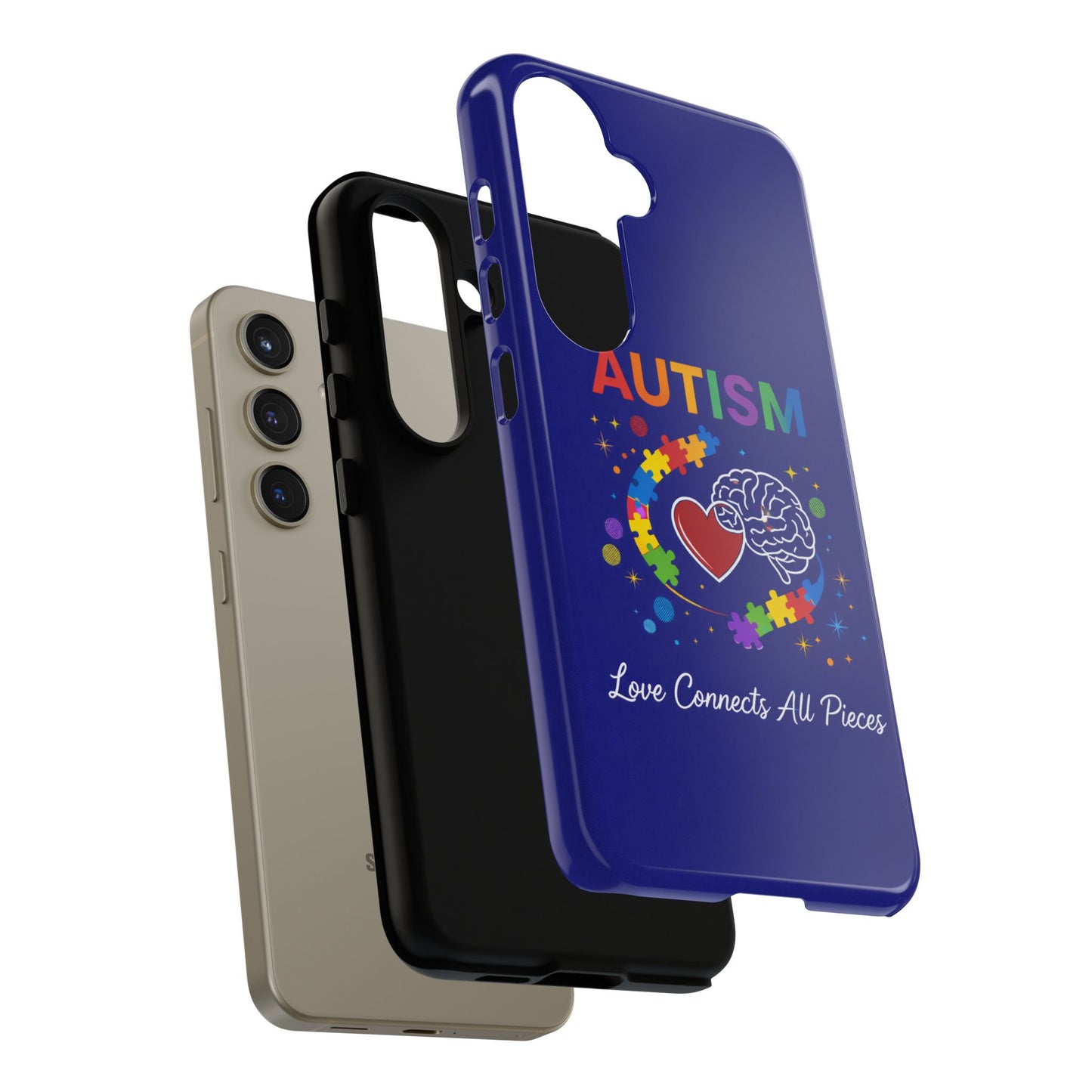 Autism Awareness Tough Case – "Love Connects All Pieces" Phone Case for Iphone, Samsung Galaxy and Pixel