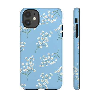 Baby’s Breath Floral Phone Case | Minimal Blue Flower Tough Case