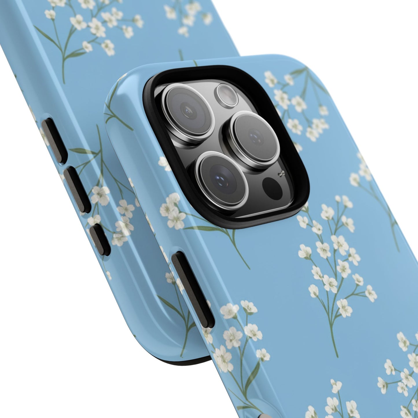Baby’s Breath Floral Phone Case – Blue Minimal Flower Aesthetic Tough Case