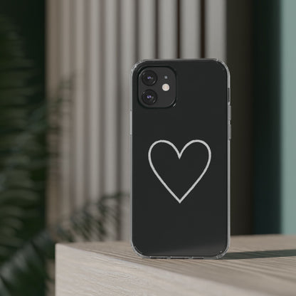 Minimal Hand-Drawn Heart Clear Phone Case | Aesthetic Clear Protective Case