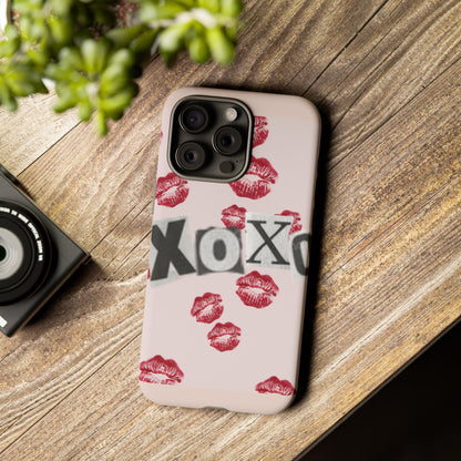 XOXO Kiss Print Phone Case | Coquette Valentine Aesthetic | Cute Pink Lipstick Kiss Tough Case for iPhone & Samsung