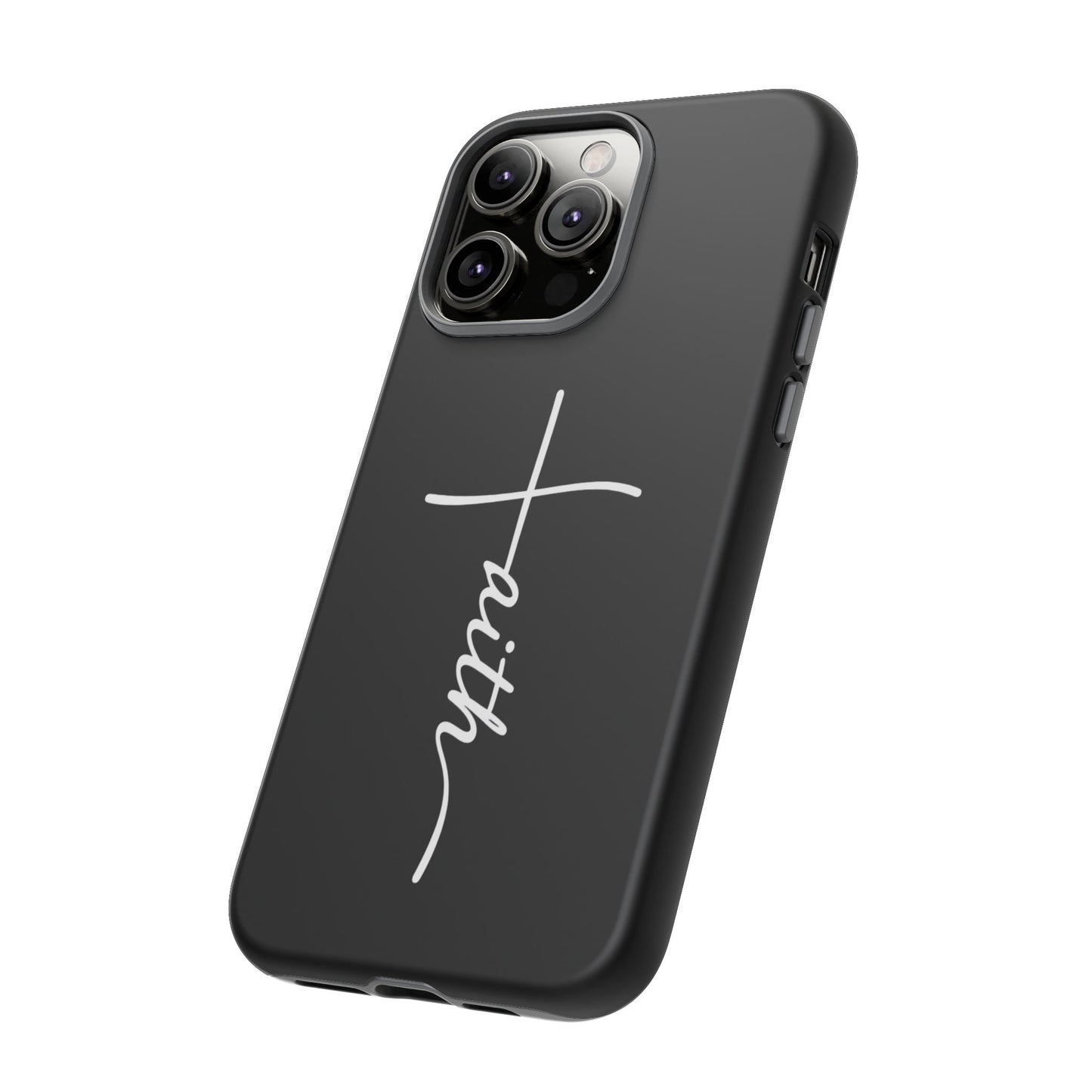 Faith Cross Phone Case, Christian Aesthetic Minimalist Black Matte Case, Religious Gift iPhone Samsung Cover