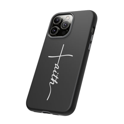 Faith Cross Phone Case, Christian Aesthetic Minimalist Black Matte Case, Religious Gift iPhone Samsung Cover