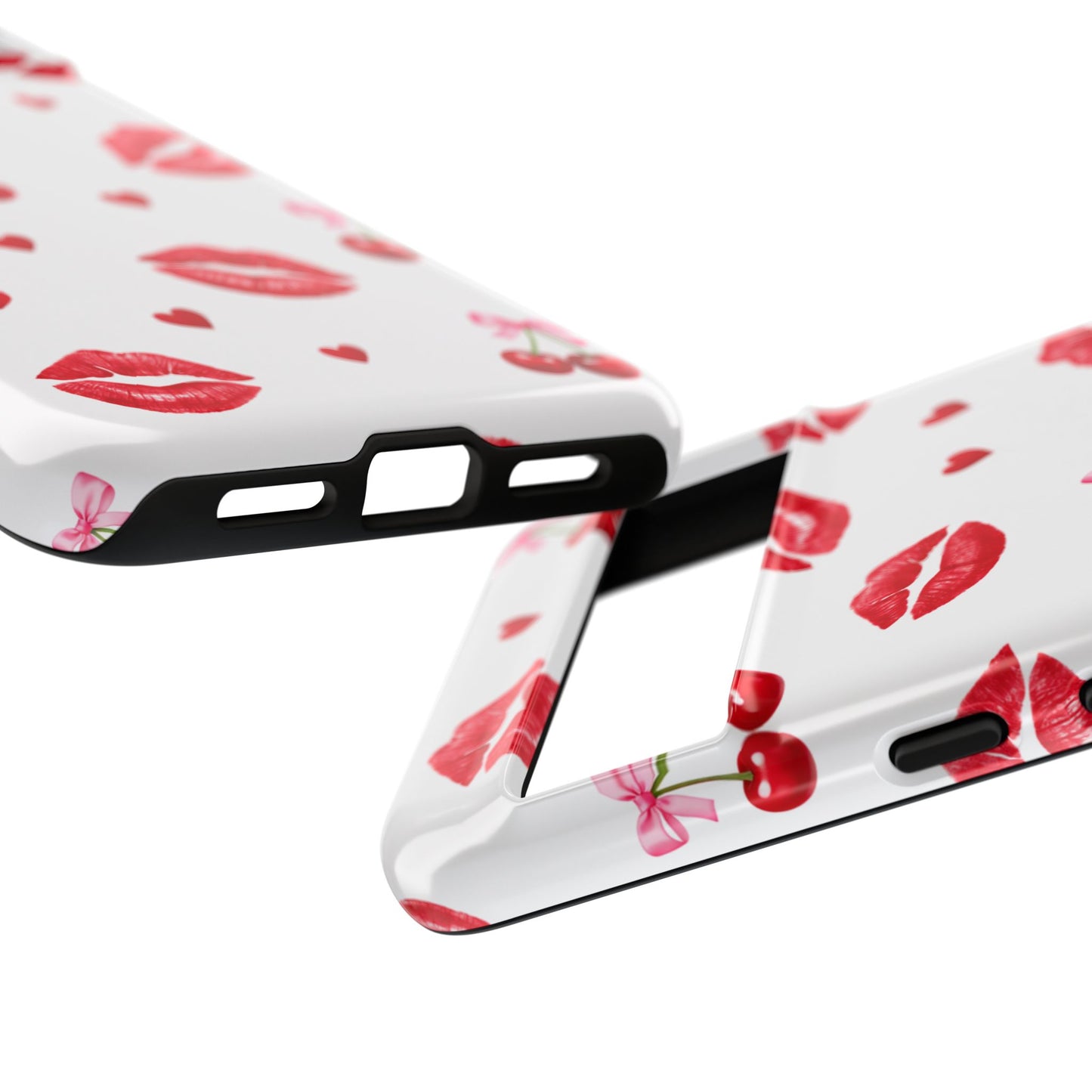 Red Lips & Cherry Phone Case – Y2K Retro Aesthetic Tough Cover