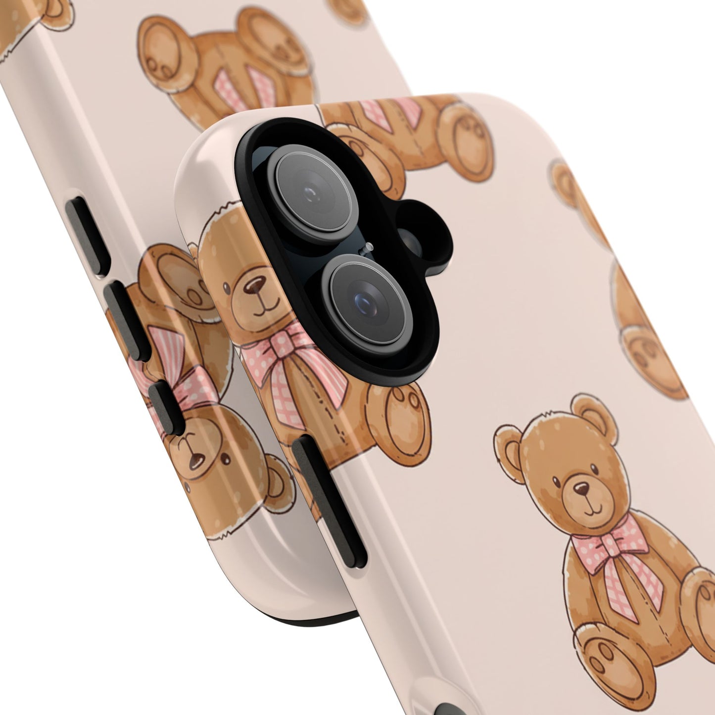 Teddy Bear Phone Case | Cute Coquette Aesthetic Pink Bear Pattern Case | Kawaii Soft Girl iPhone & Samsung Tough Protective Case