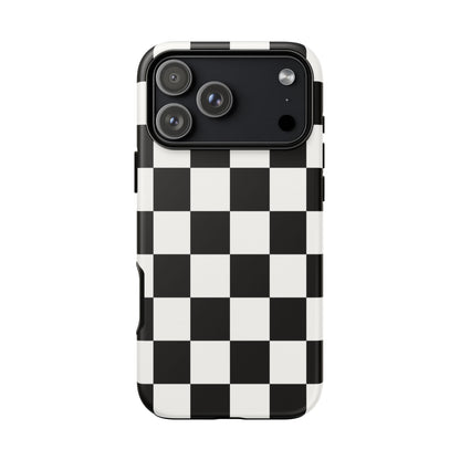 Black & White Checkerboard Phone Case – Classic Aesthetic Tough Protective Case for Iphone, Samsung Galaxy and Pixel