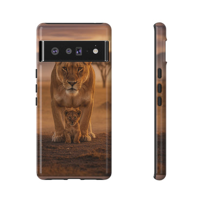 Lioness & Cub Phone Case | Safari Wildlife Tough Case for iPhone & Samsung