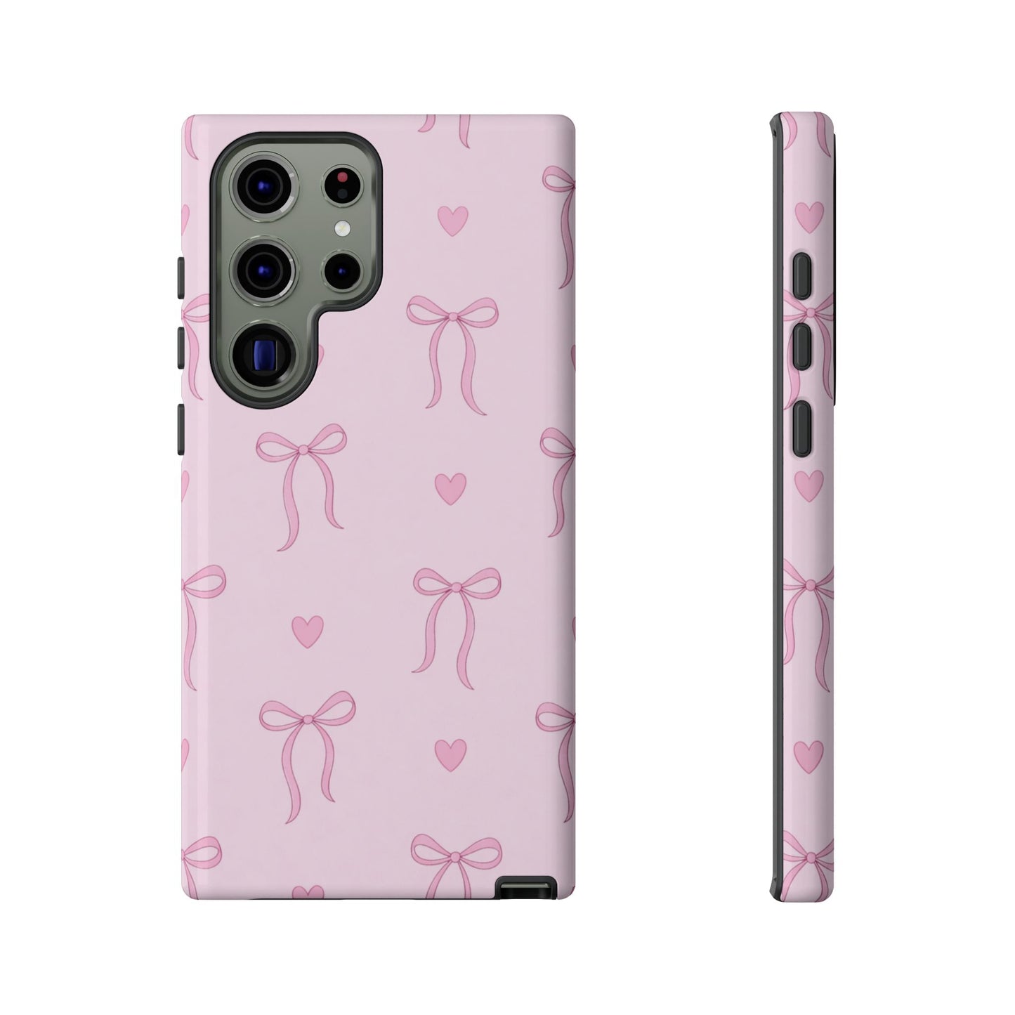 Pink Bow Heart Aesthetic Phone Case – Coquette Cute Tough Cover