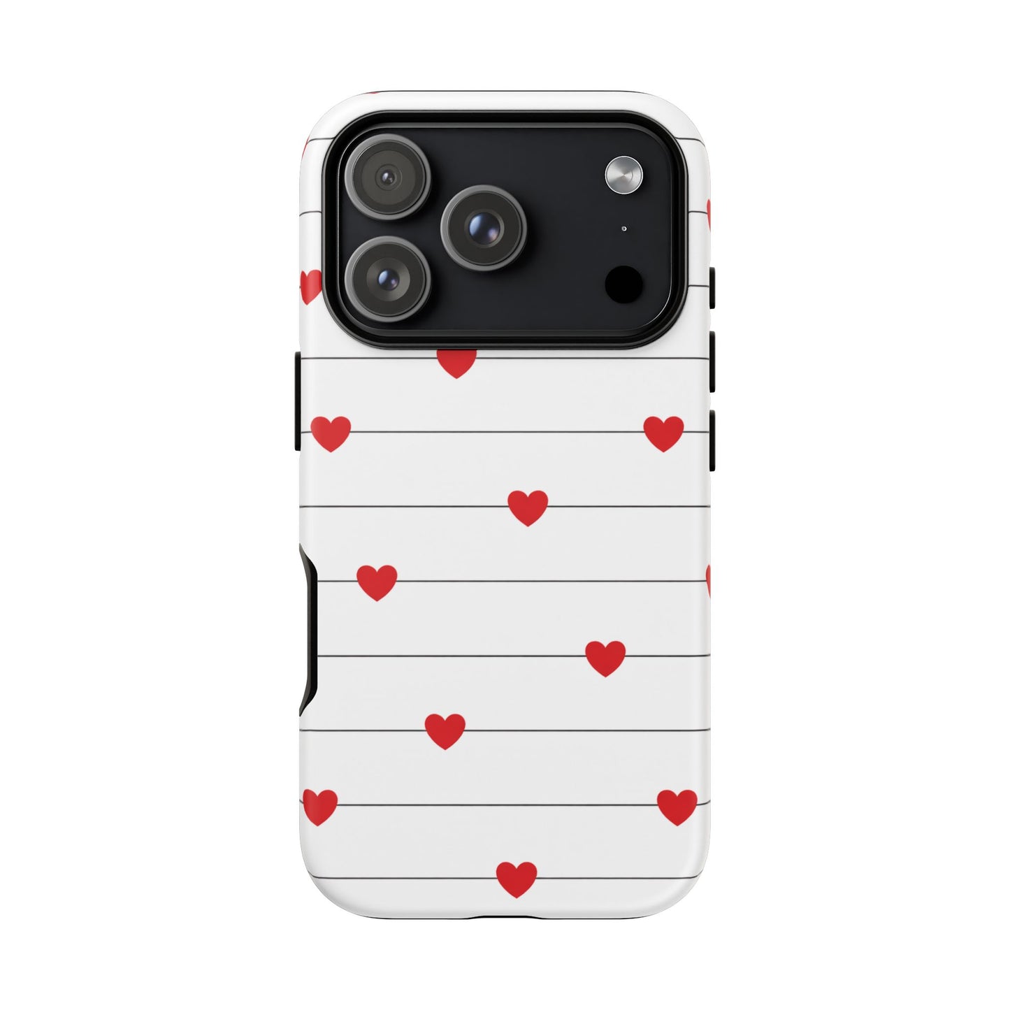 Red Heart Stripe iPhone Case | Tough Shockproof Love Aesthetic Cover