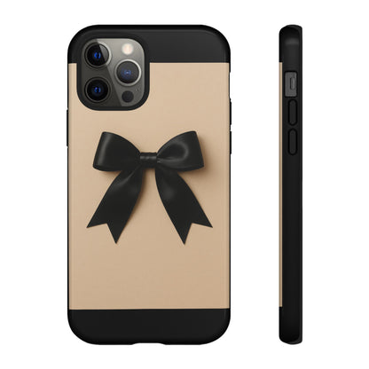 Black Bow Phone Case | Elegant Coquette Bow Design | Chic Neutral Tough Case for iPhone & Samsung