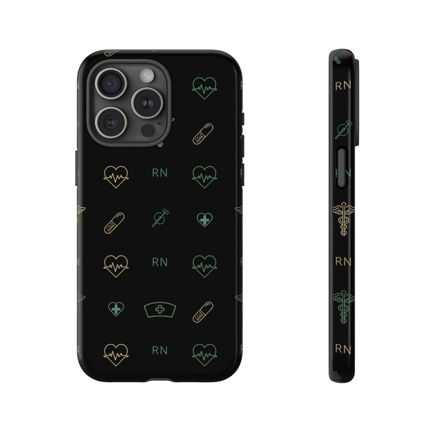 RN Nurse Phone Case – Minimal Medical Icon Pattern Healthcare Worker Tough Case