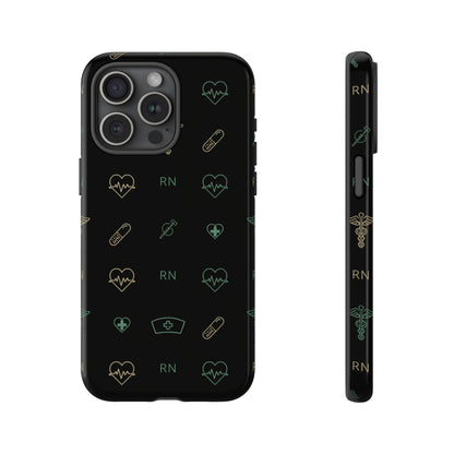 RN Nurse Phone Case – Minimal Medical Icon Pattern Healthcare Worker Tough Case