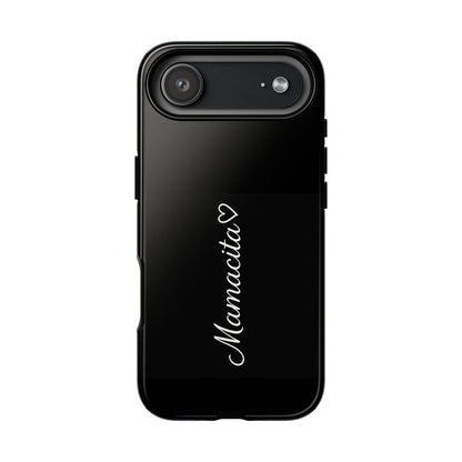 Mamacita Script Phone Case | Minimal Black Tough Case | Sleek Aesthetic Cover