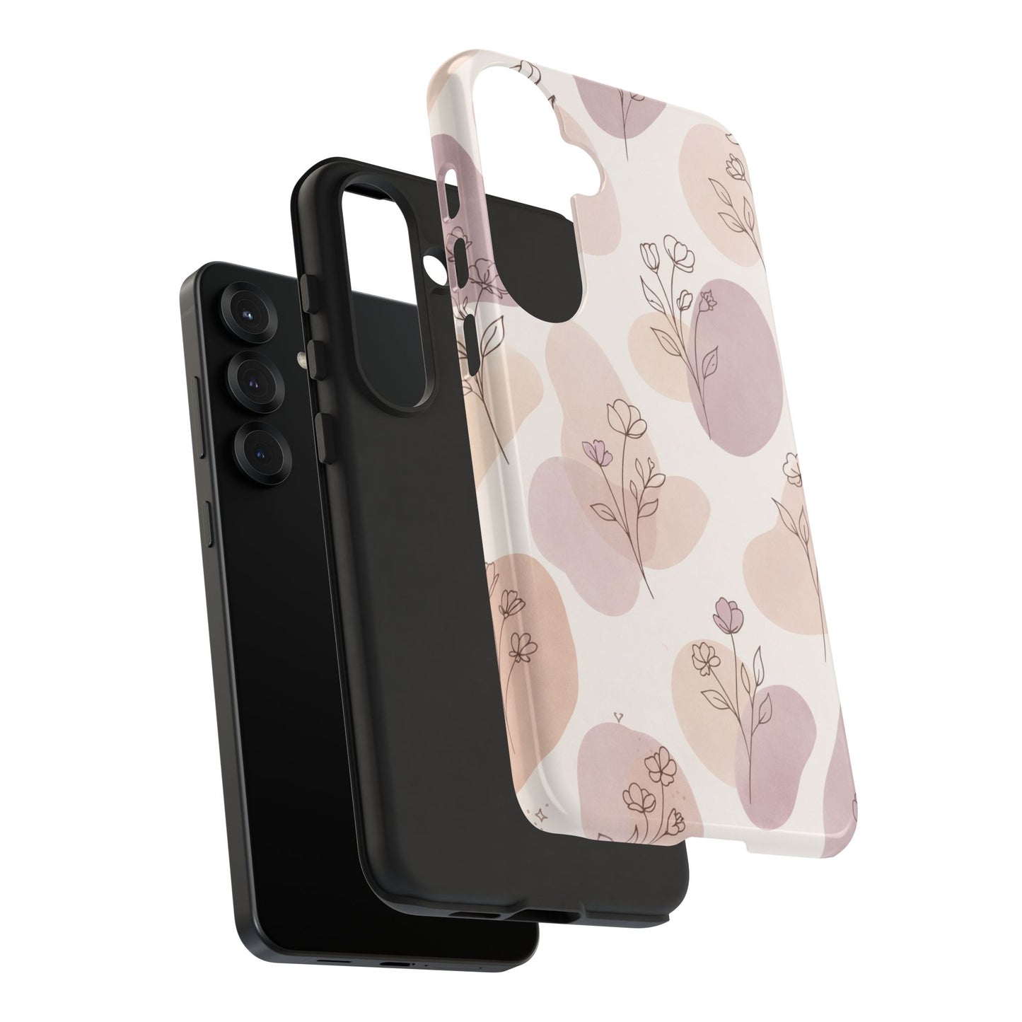 Blush Floral Phone Case Neutral Botanical Watercolor Tough Cover
