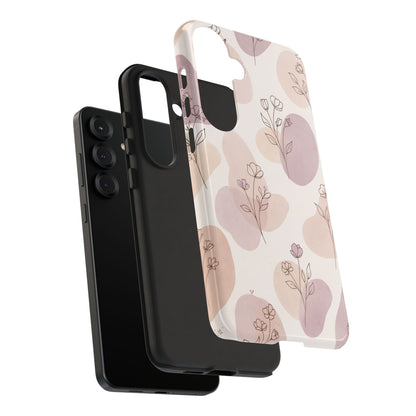 Blush Floral Phone Case Neutral Botanical Watercolor Tough Cover