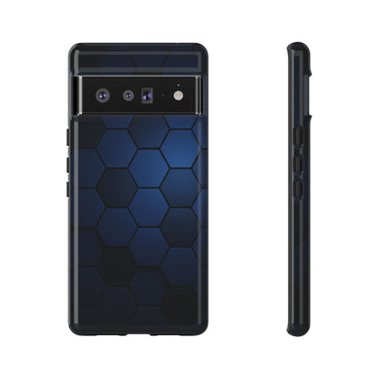 Blue Hexagon Gradient Phone Case | Honeycomb Geometric Tech Aesthetic | Minimalist Tough Case for iPhone & Samsung