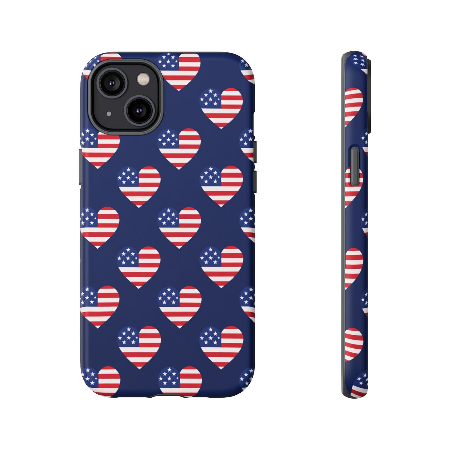 Patriotic American Flag Heart Phone Case – Tough Shockproof, USA Stars & Stripes for Iphone, Samsung Galaxy and Pixel