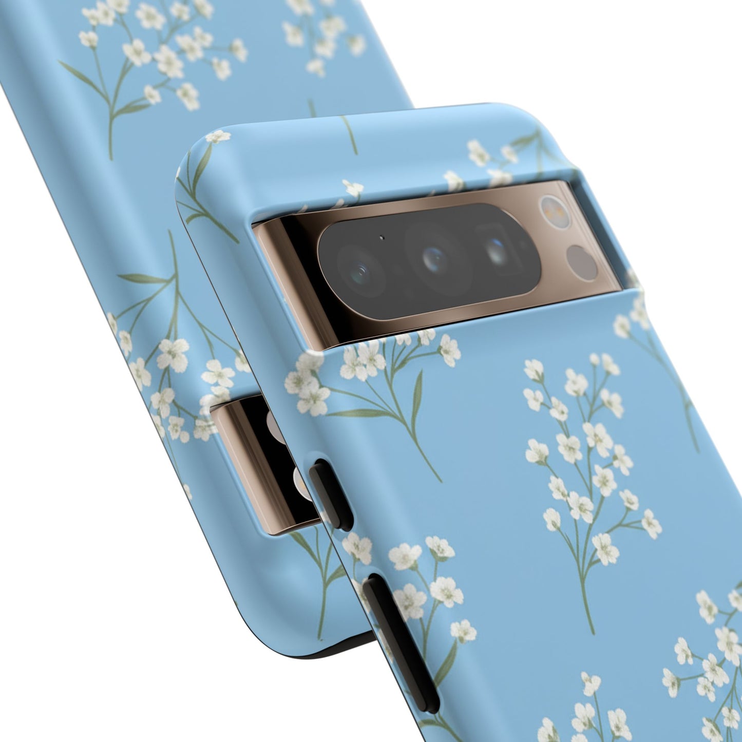 Baby’s Breath Floral Phone Case – Blue Minimal Flower Aesthetic Tough Case