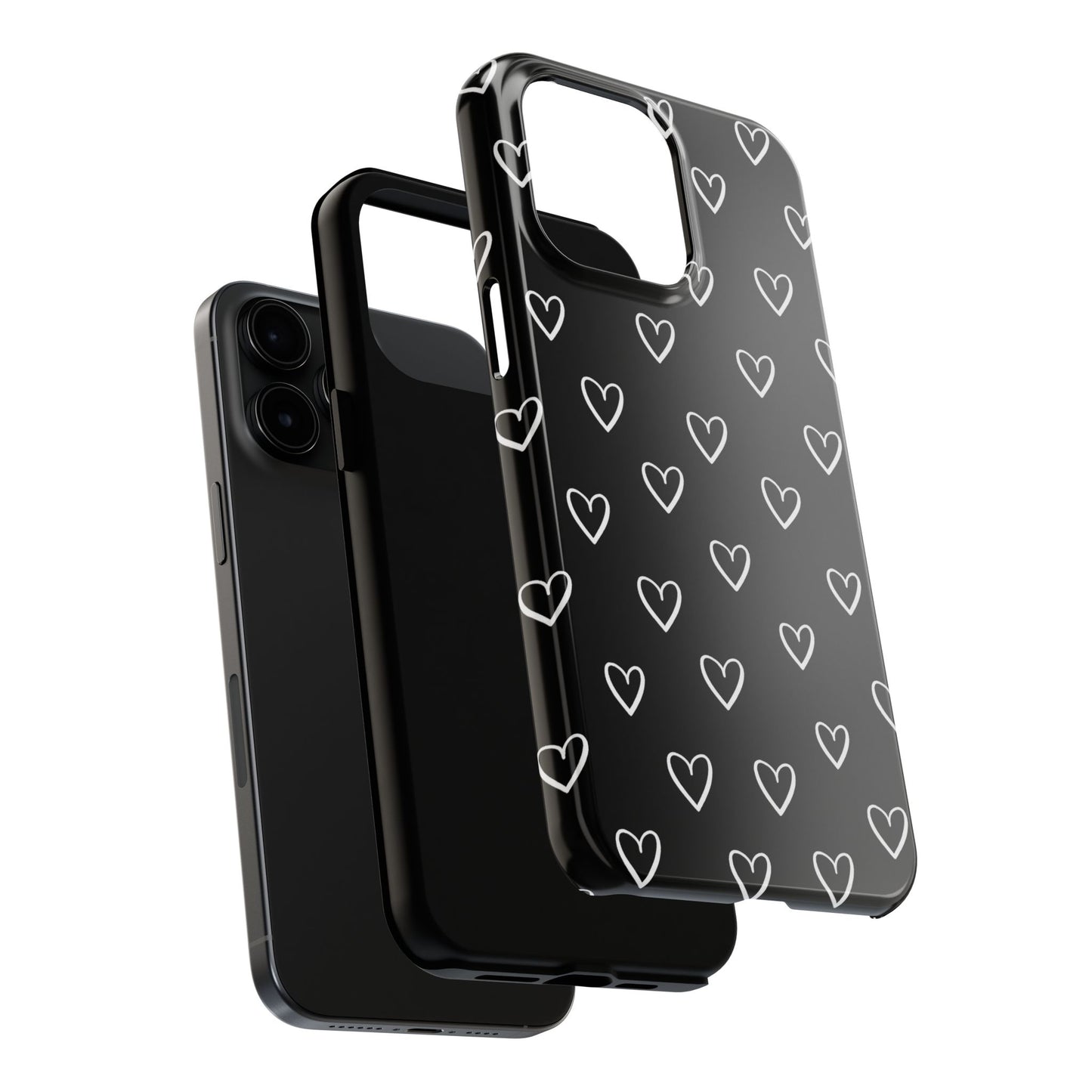 Doodle Heart Phone Case – Minimal Black & White Heart Pattern | Tough Protective Case