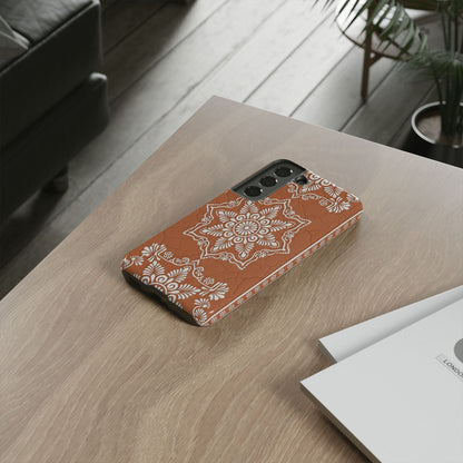 Talavera Terracotta Phone Case | Mexican Floral Pattern iPhone & Samsung Tough Case | Boho Clay Aesthetic Cover