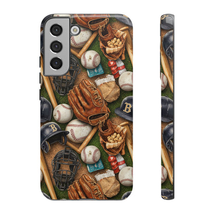 Baseball Gear Collage Phone Case – Vintage Baseball Equipment Sports Tough Case
