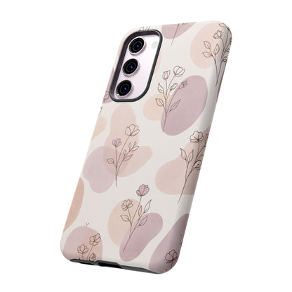 Blush Floral Phone Case Neutral Botanical Watercolor Tough Cover