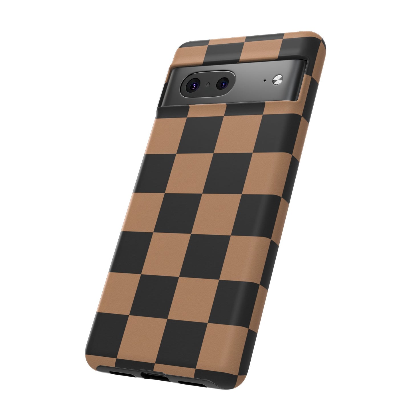 Brown Checkered Phone Case | Aesthetic Checkerboard iPhone & Samsung Tough Case