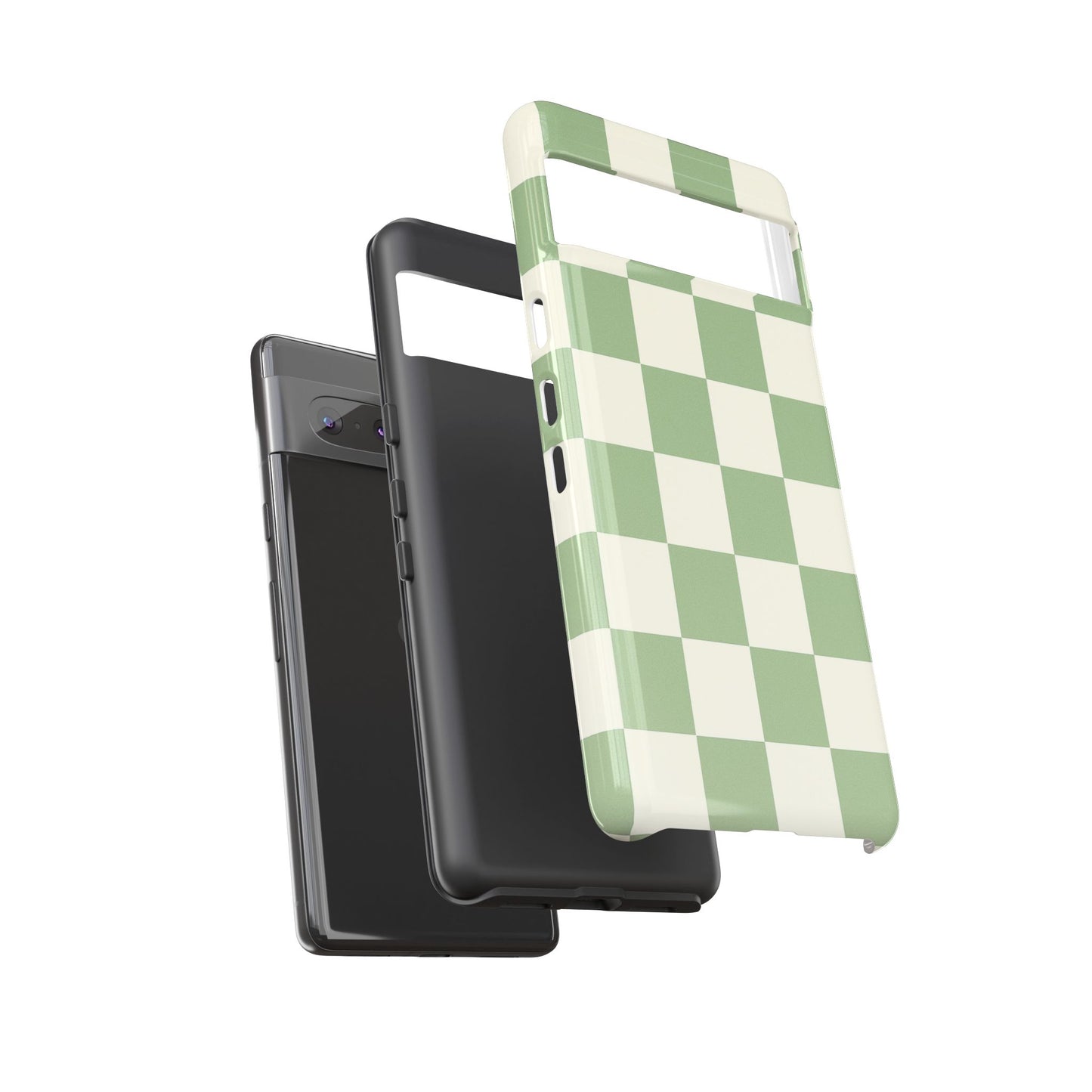 Sage Green Checkerboard Phone Case | Minimal Aesthetic Checkered iPhone & Samsung Tough Case