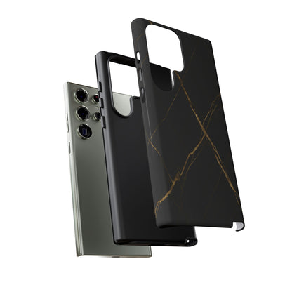 Black Marble Phone Case with Gold Veins – Luxury Minimal Aesthetic Tough Case