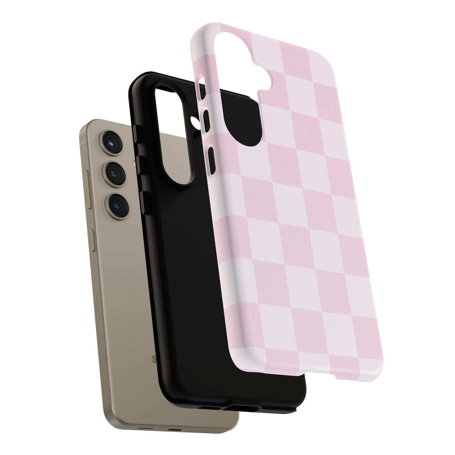 Light Pink Checkerboard Phone Case | Pastel Aesthetic Checkered iPhone & Samsung Tough Case