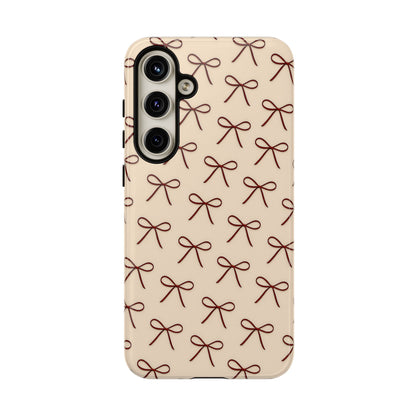 Coquette Bow Phone Case | Neutral Beige Aesthetic iPhone & Samsung Tough Case