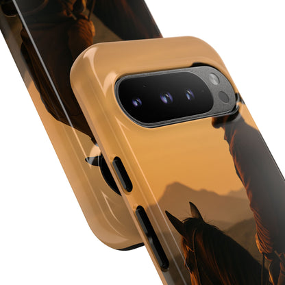 Western Cowboy Sunset Phone Case | Horse Rider Desert Aesthetic Tough Protective Case