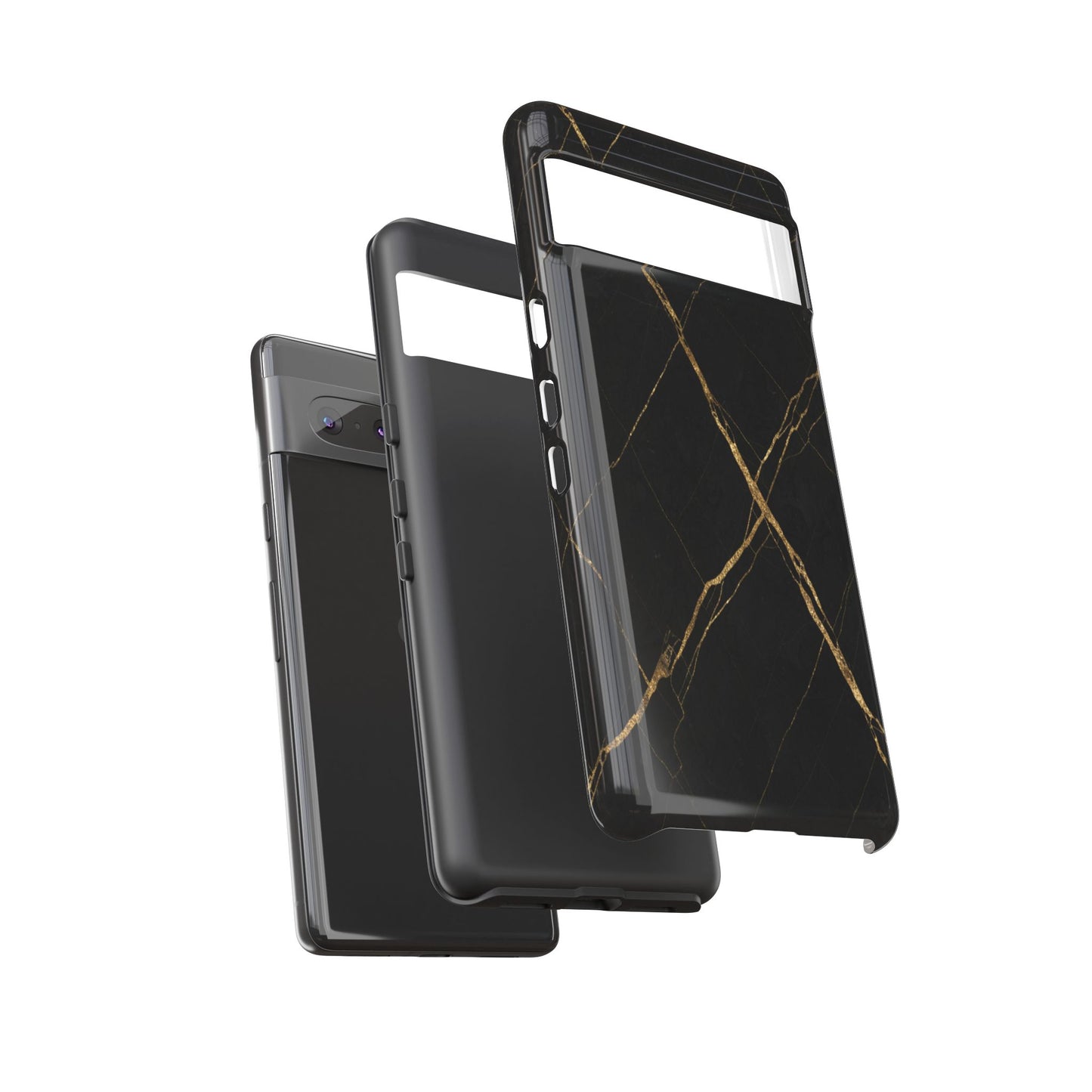 Black Marble Phone Case with Gold Veins | Minimal Luxury Tough Case