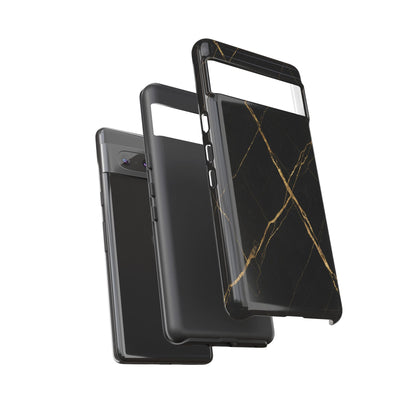 Black Marble Phone Case with Gold Veins | Minimal Luxury Tough Case