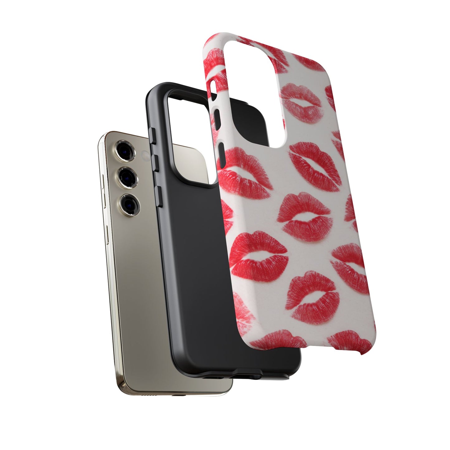 Red Lipstick Kiss Phone Case – Sexy Lip Print Pattern Tough Protective Cover