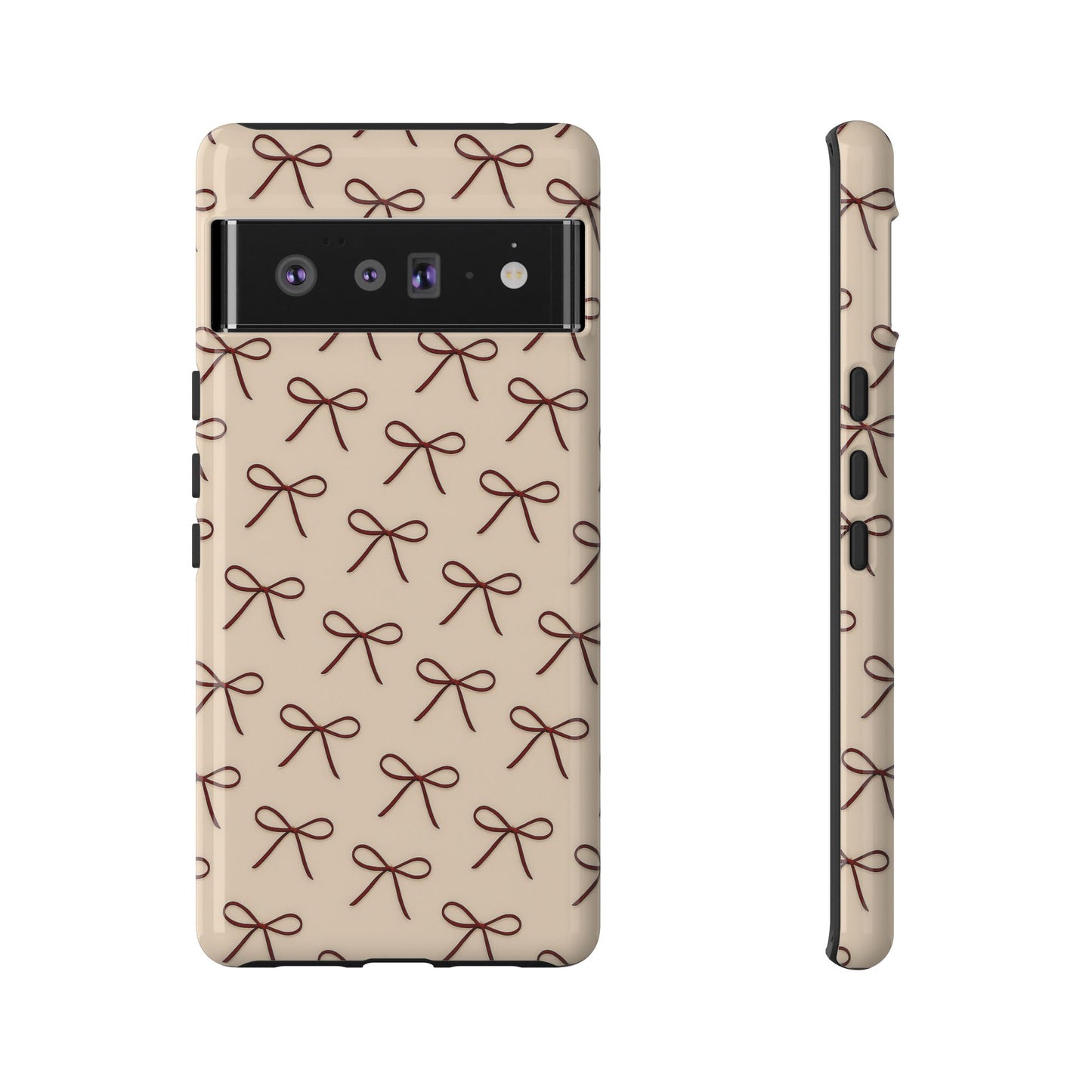 Coquette Bow Phone Case | Neutral Beige Aesthetic iPhone & Samsung Tough Case