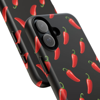 Spicy Chili Pepper Phone Case – Black Cute Hot Pepper Tough Cover for Iphone, Samsung Galaxy and Pixel