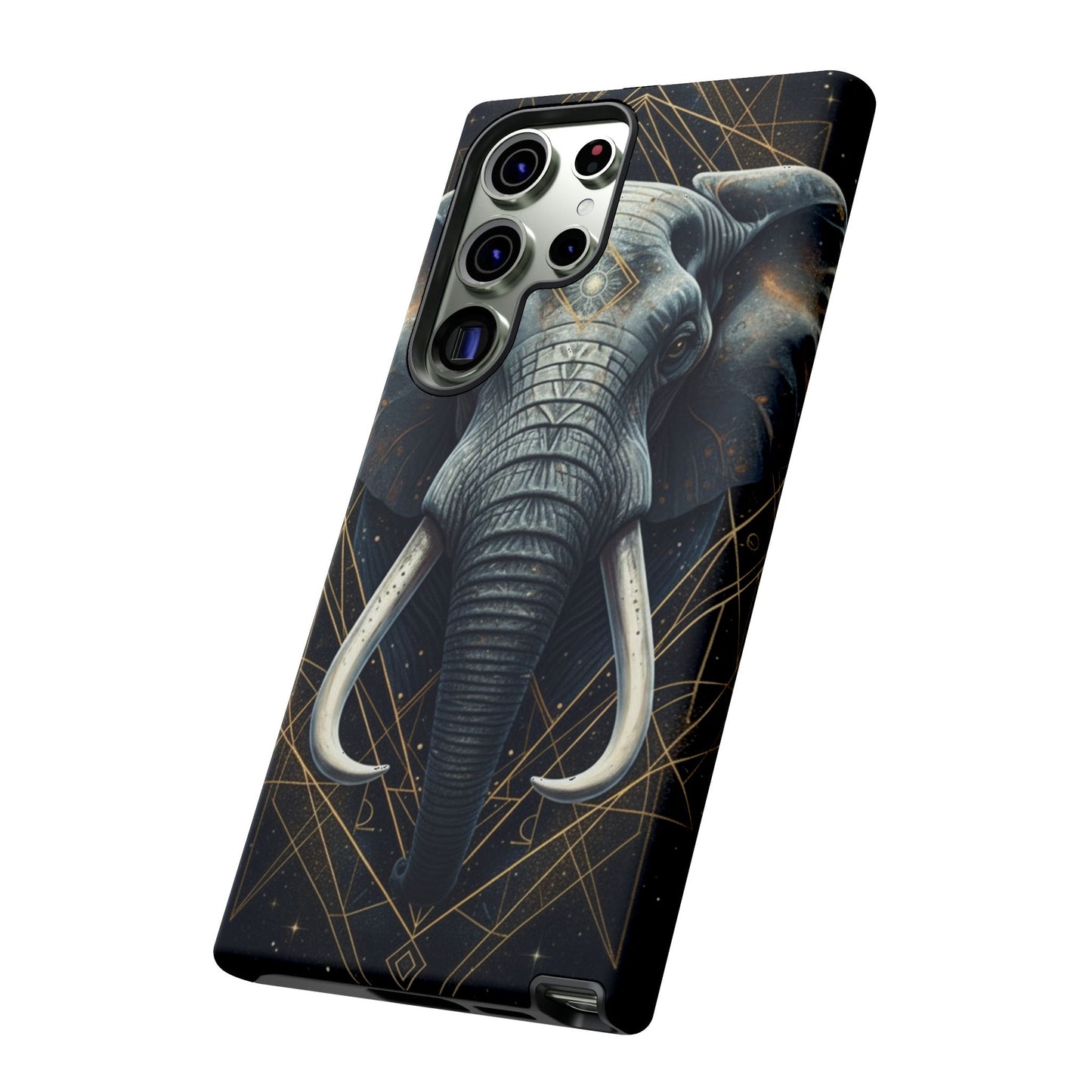 Elephant Mandala Phone Case – Black and Gold Spiritual Elephant Tough Protective Case