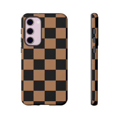 Brown Checkerboard Phone Case | Aesthetic Tough Protective Case