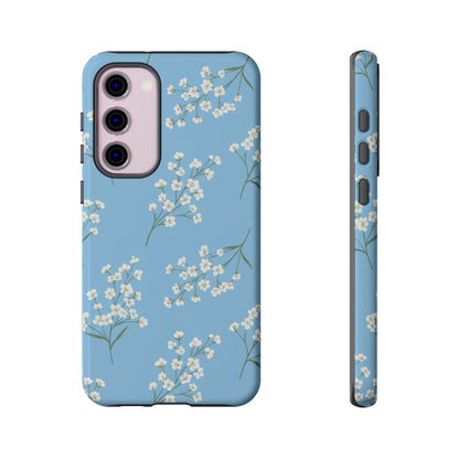 Baby’s Breath Floral Phone Case – Blue Minimal Flower Aesthetic Tough Case