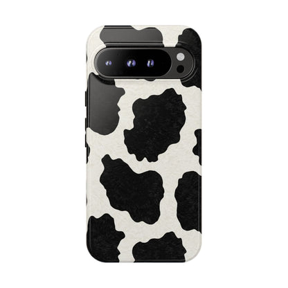 Black & White Cow Print Phone Case | Western Aesthetic iPhone & Samsung Tough Case