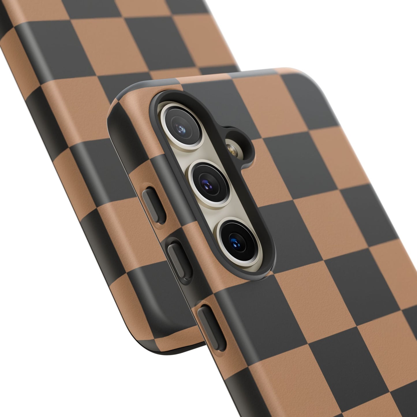 Brown Checkered Phone Case | Aesthetic Checkerboard iPhone & Samsung Tough Case