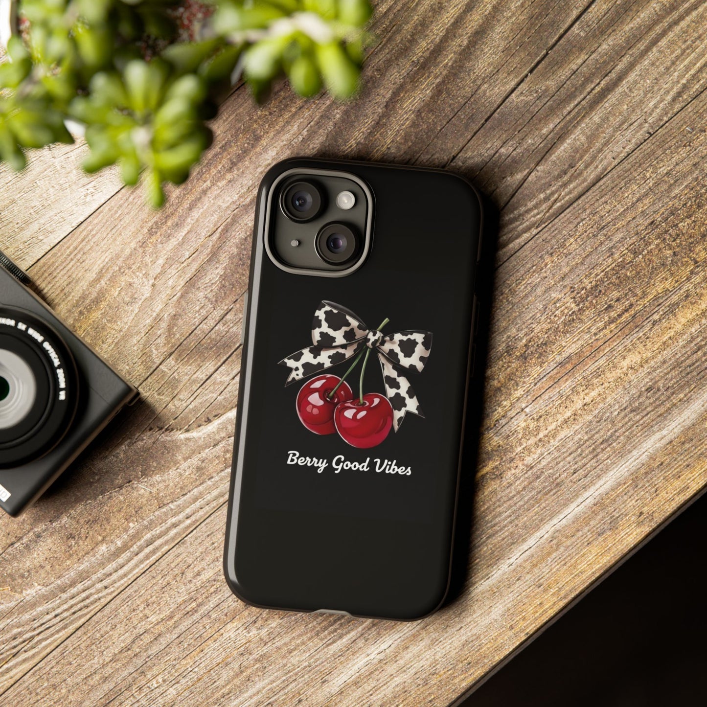 Cherry Cow Print Phone Case | Coquette Bow Aesthetic | Tough Protective Case
