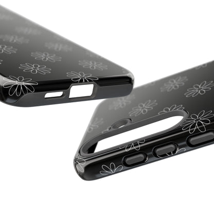 Black Daisy Floral Phone Case – Slim Protective Tough Case for Iphone, Samsung Galaxy and Pixel
