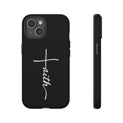 Faith Cross Phone Case, Christian Aesthetic Minimalist Black Matte Case, Religious Gift iPhone Samsung Cover