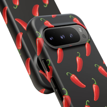 Spicy Chili Pepper Phone Case – Black Cute Hot Pepper Tough Cover for Iphone, Samsung Galaxy and Pixel
